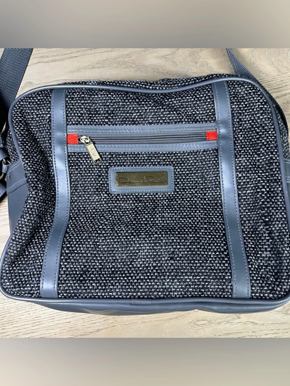 Oscar De La Renta Vintage 80s Travel Bag Gray Tweed Carry On Luggage